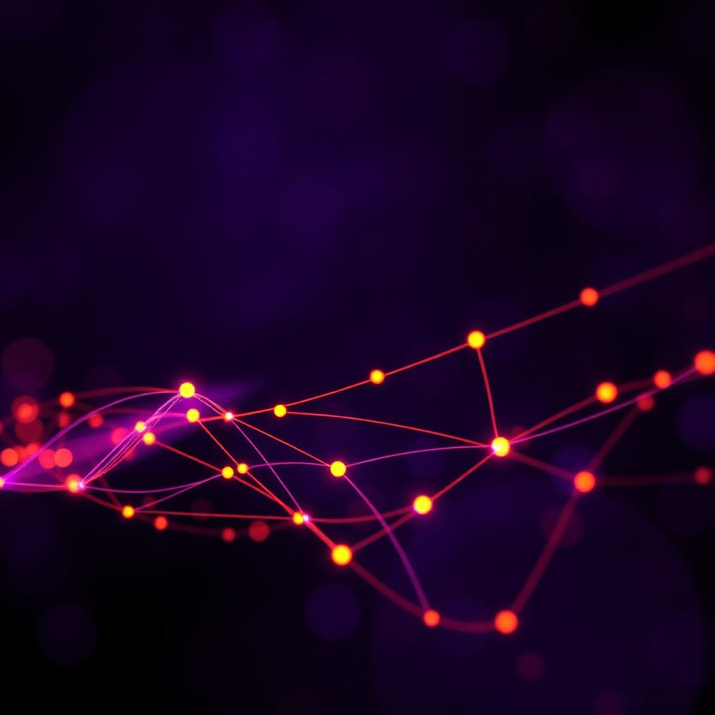 Warm violet and orange connected network graphic